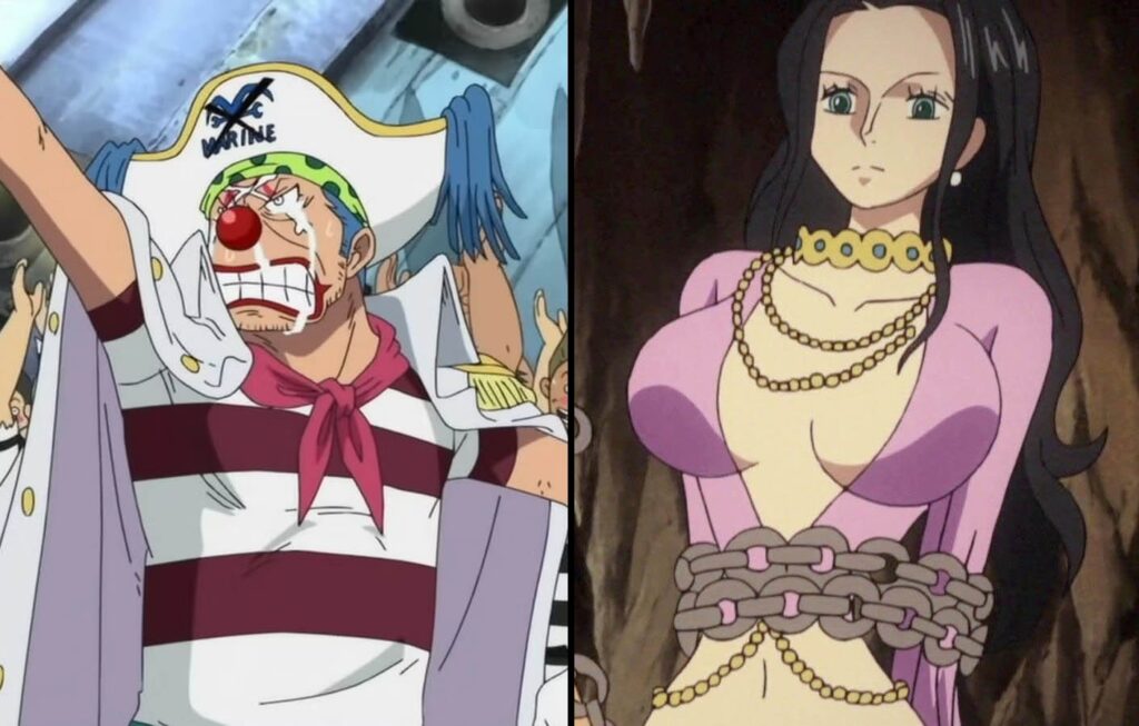 One Piece Buggy the Clown and Nico Robin tied