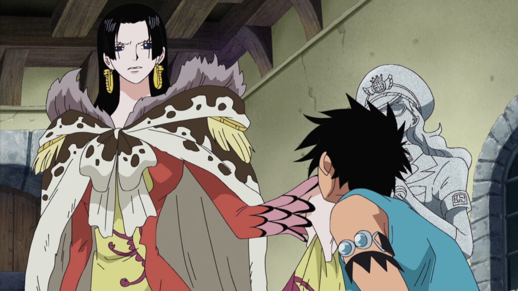 One Piece Episode 423 Luffy and Hancock break through Main security gate in Impel Down 