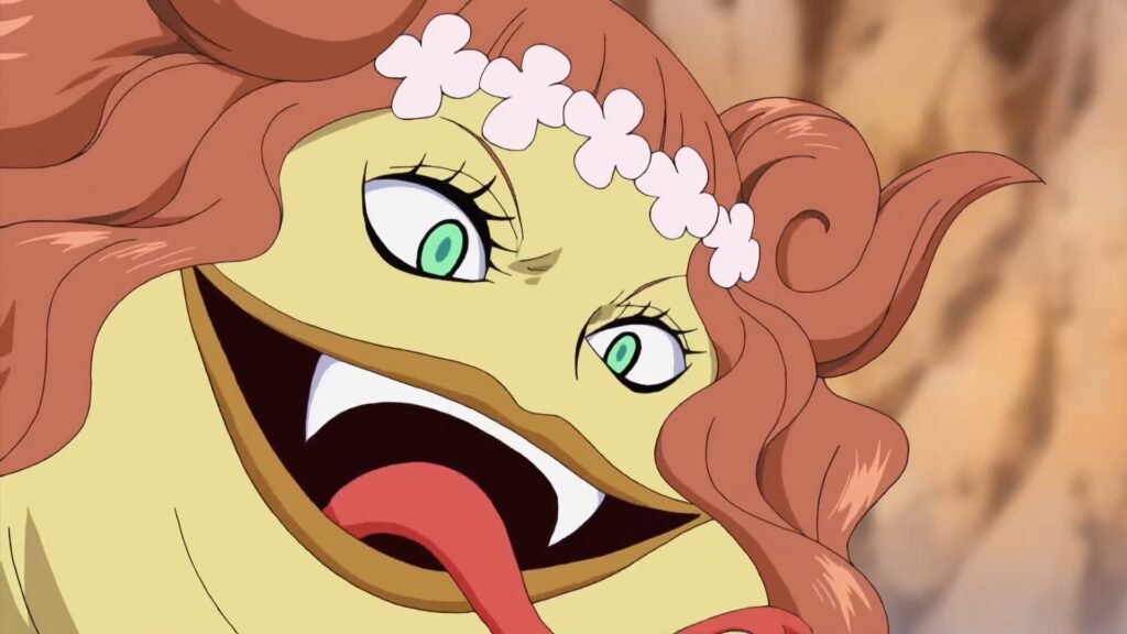 One Piece 403 Boa Marigold is the sister of Boa Hancock and she uses snake techniques.