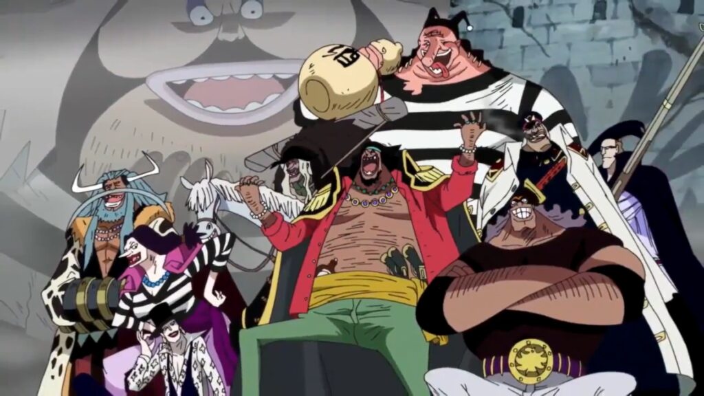 One Piece 482 Black Beard Pirates show up on the battlefield of marineford.