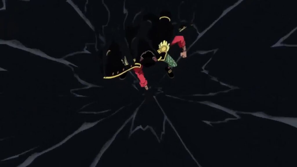 One Piece 485 Marshal D Teach uses the Dark Dark Fruit against Whitebeard.