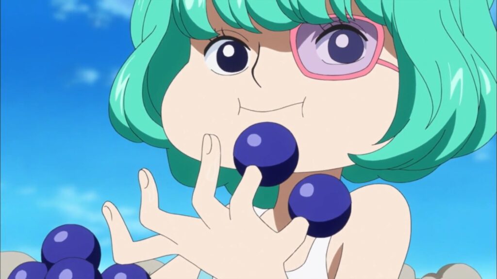 One Piece 615 Sugar is a member of Doflamingo and she ate the Hobby Hobby Fruit.