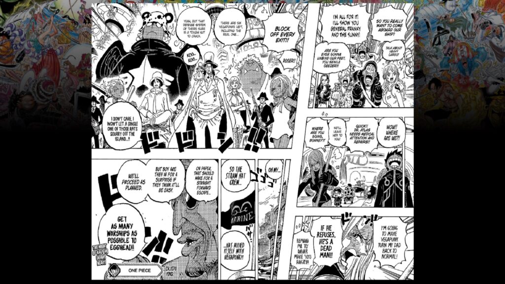 One Piece 1080 Rob Lucci is informing the Gorosei of the situation on Egghead.