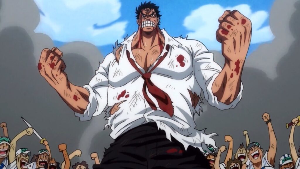 One piece ep 957. Garp and Roger fought together at God Valley to defeat the Rocks Pirates.