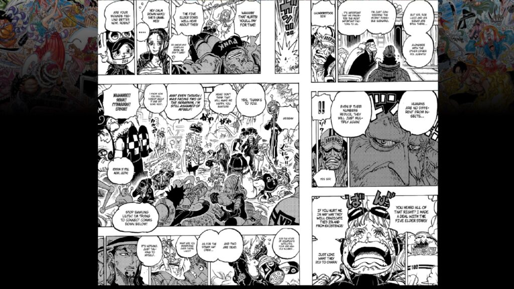 One Piece Chapter 1090 All the strawhats are doing their own thing on Egghead Island.