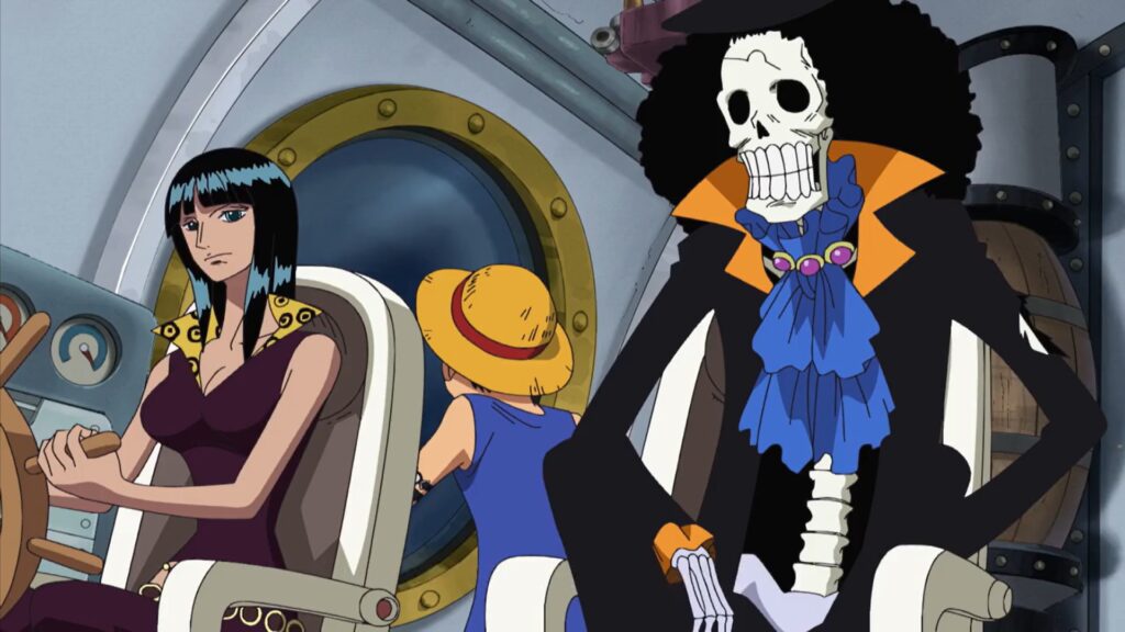 One Piece 323 Robin Luffy and Brook use the Soldier Dock System.