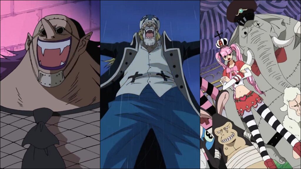 One Piece 341 Gecko Moria had an interesting Crew formed of Absalom, Perona and Hogback and their minions.