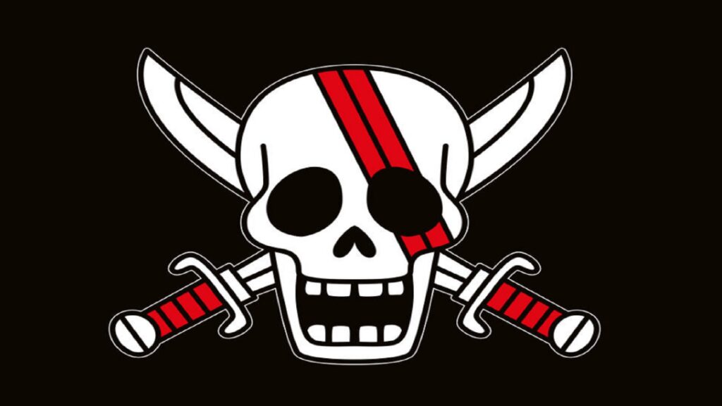 One Piece Jolly Roger of Red Hair pirates looks like the child of Roger Pirates Jolly Roger.