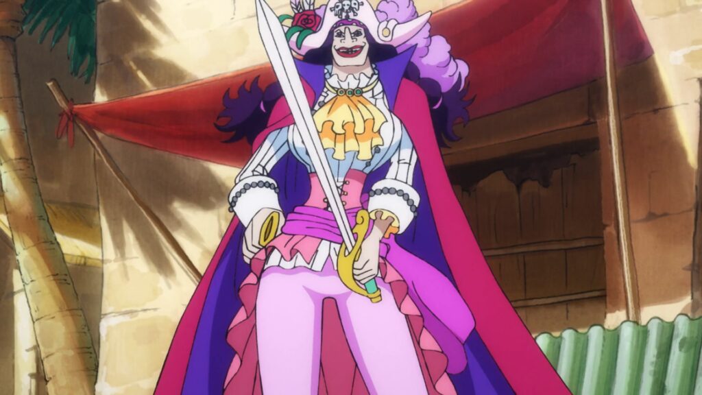 One Piece 917 Catarina is standing tall as she is a huge person.