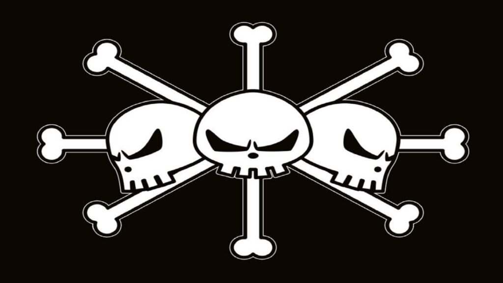 One Piece Jolly Roger of Black Beard Pirates might symbolize the 3 personalities of blackbeard.