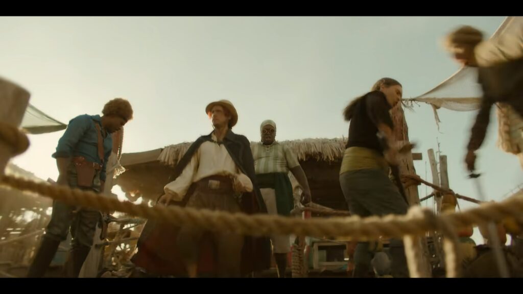 One Piece Live Action S1E2 Red Hair Pirates fight against Mountain Bandits and win.