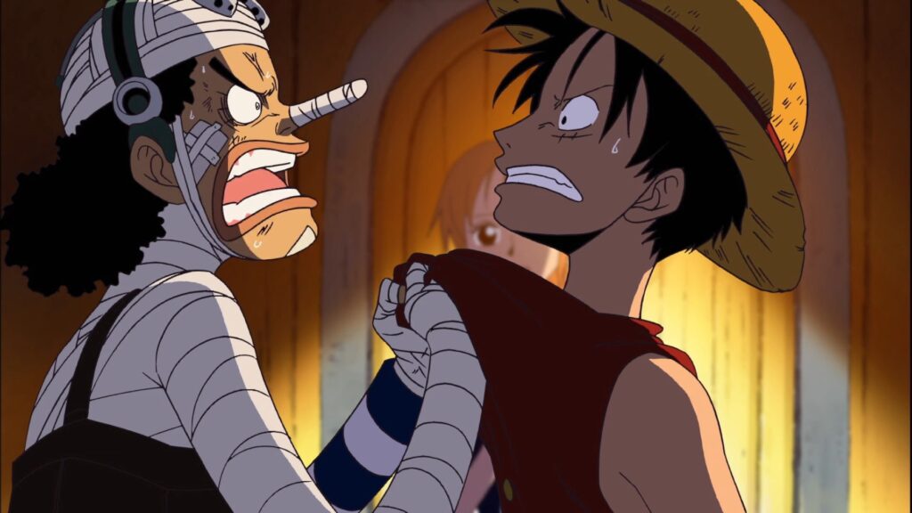 One Piece Usopp and Luffy arguing about Merry Go's condition.