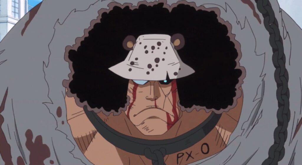 One Piece 880 Bartholomew Kuma became a slave to Celestial Dragons.